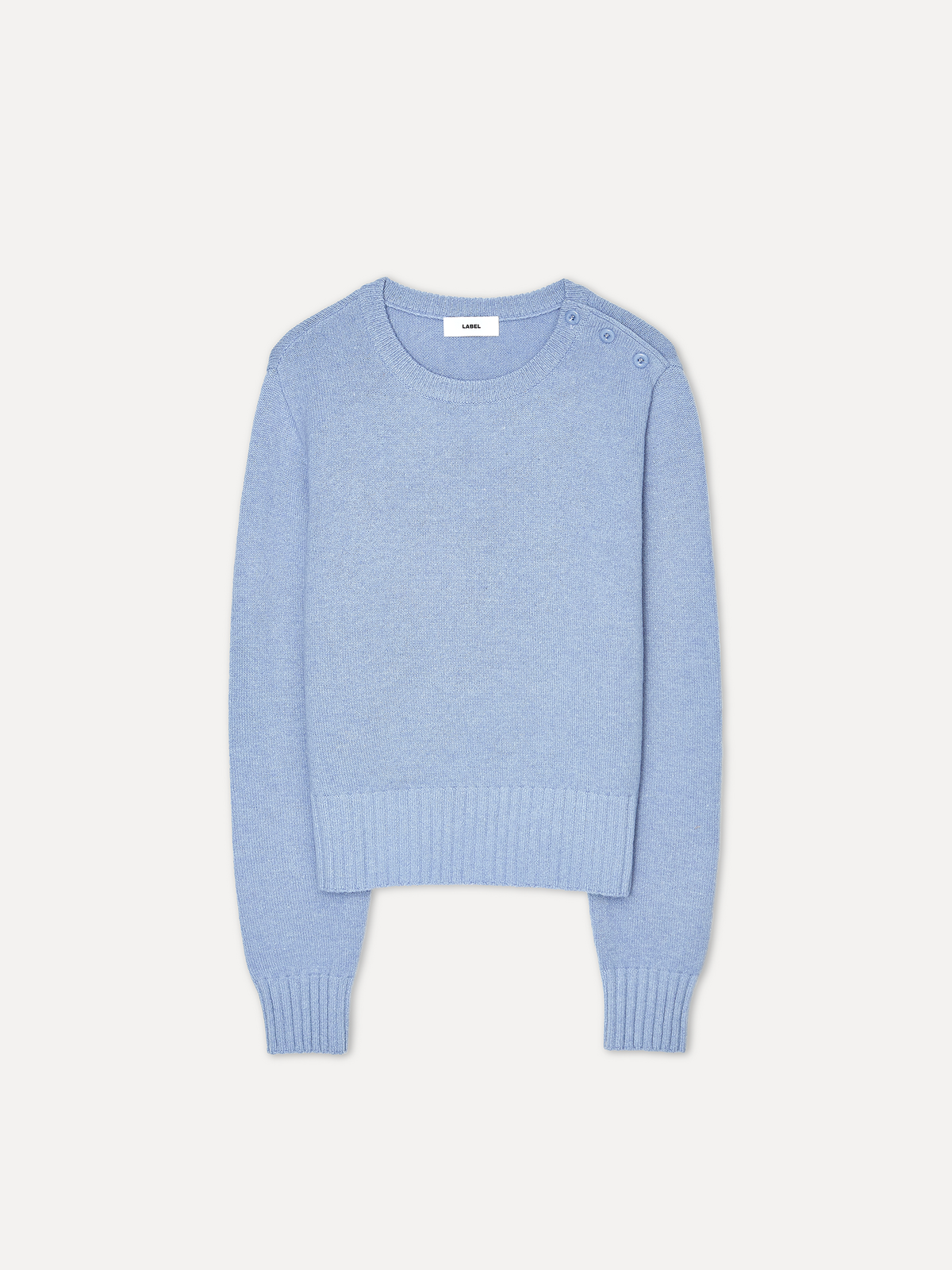라벨아카이브(LABELARCHIVE) W Penro button-curve crew sweater blueveil