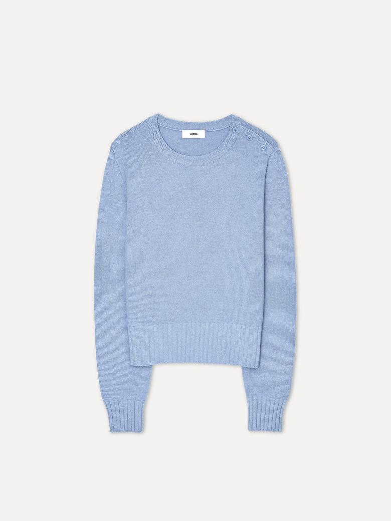 W Penro button-curve crew sweater blueveil