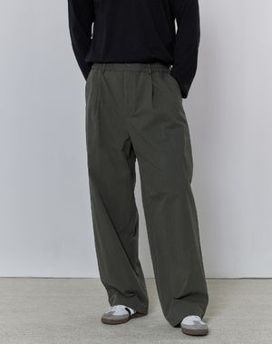 드롭 반밴딩 모노 슬랙스 _ 카키