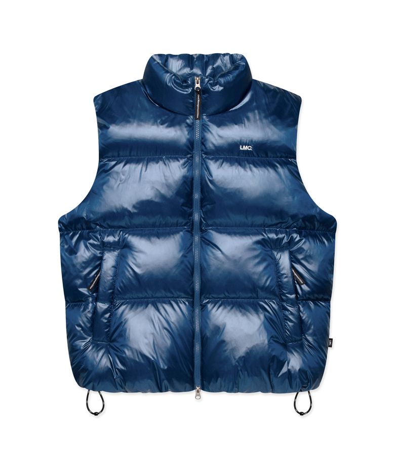 OG GLOSSY PUFFER DUCK DOWN VEST blue