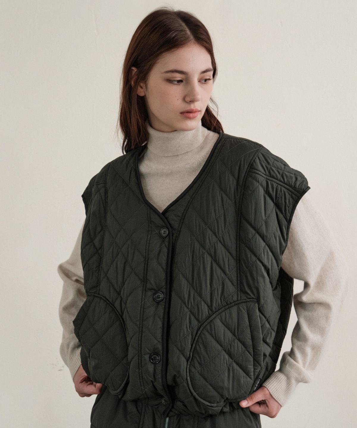 힐리먼트(HELEMENT) 여성 스톰 퀼팅 베스트 (KHAKI)