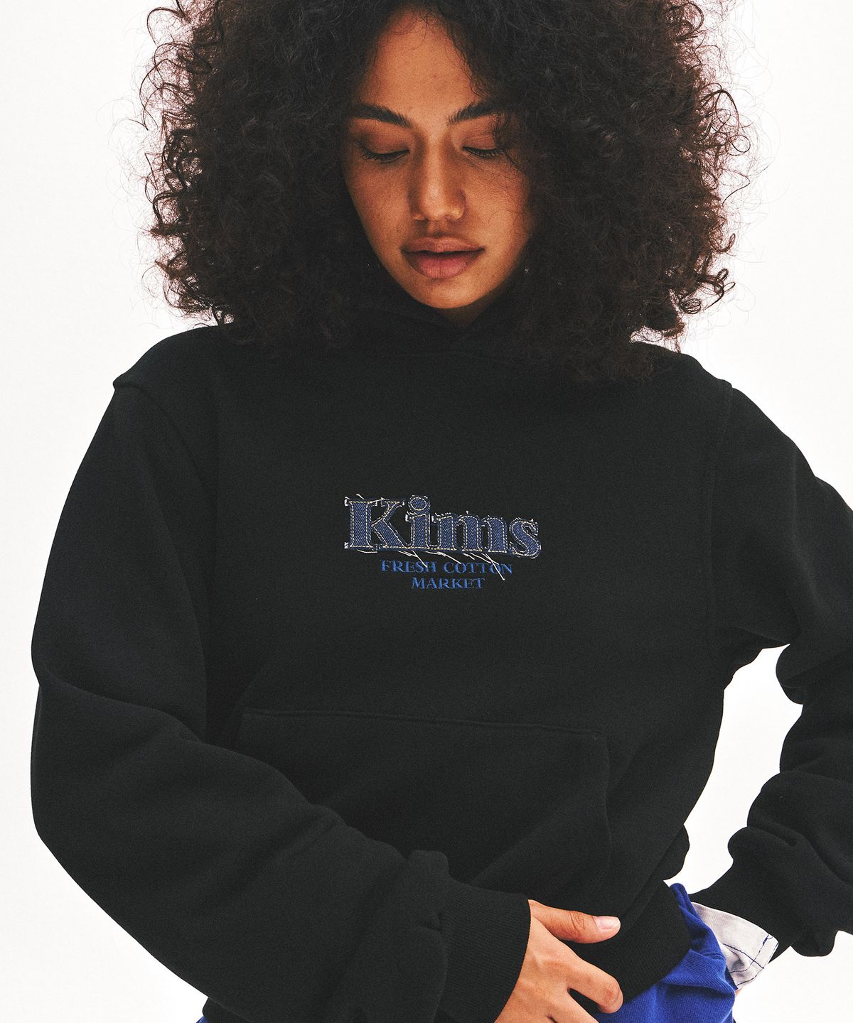 킴스 프레시 코튼 마켓(KIMS FRESH COTTON MARKET) Bam Denim App Hoodie Black