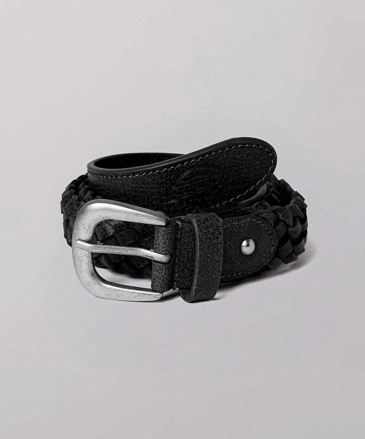 디키즈(DICKIES) 브레이디드 레더 벨트 Black