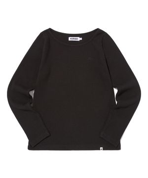 와플 보트넥 롱슬리브 [블랙]