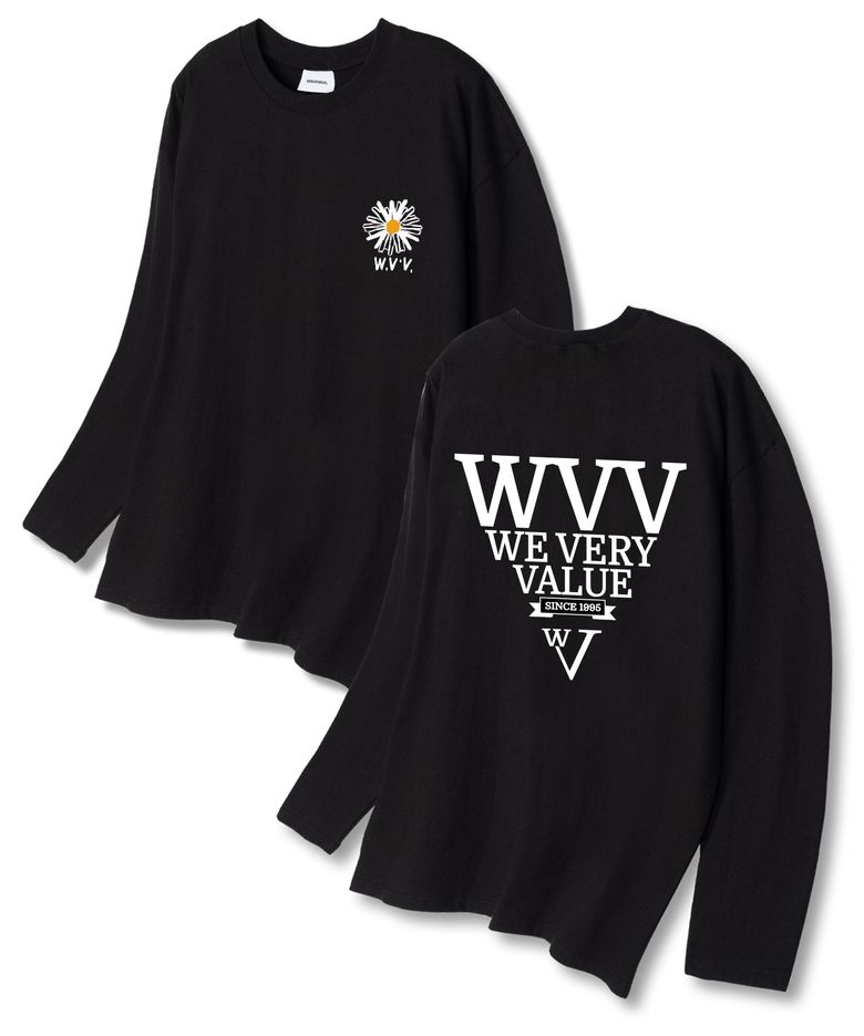 WVV제이 오버핏 16수 긴팔티셔츠 블랙 (소매시보리선택)