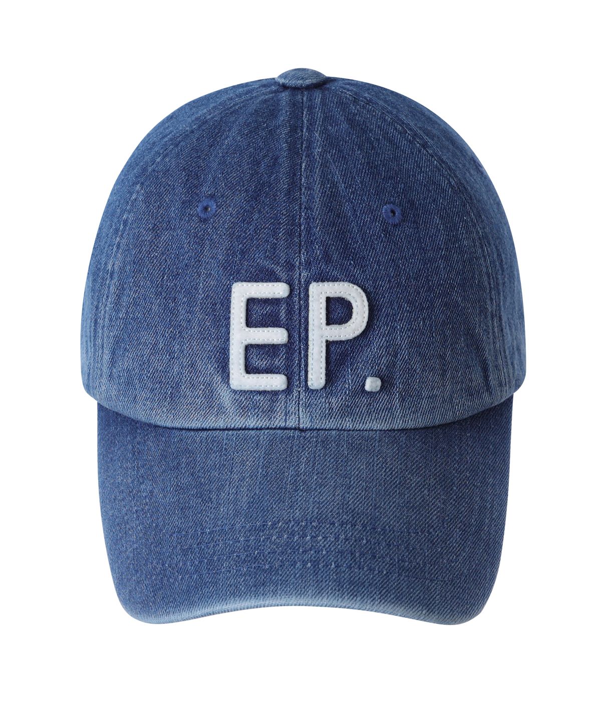 이피디벨롭(EPDEVELOP) EP 아플리케 데님 워시드 볼캡 미디엄 인디고