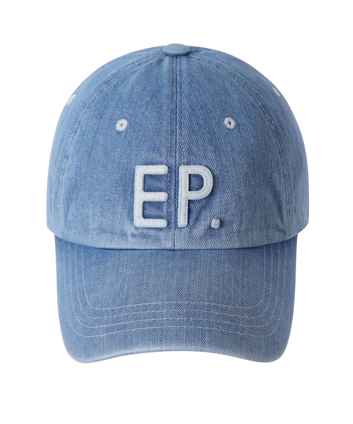 이피디벨롭(EPDEVELOP) EP 아플리케 데님 워시드 볼캡 라이트 인디고