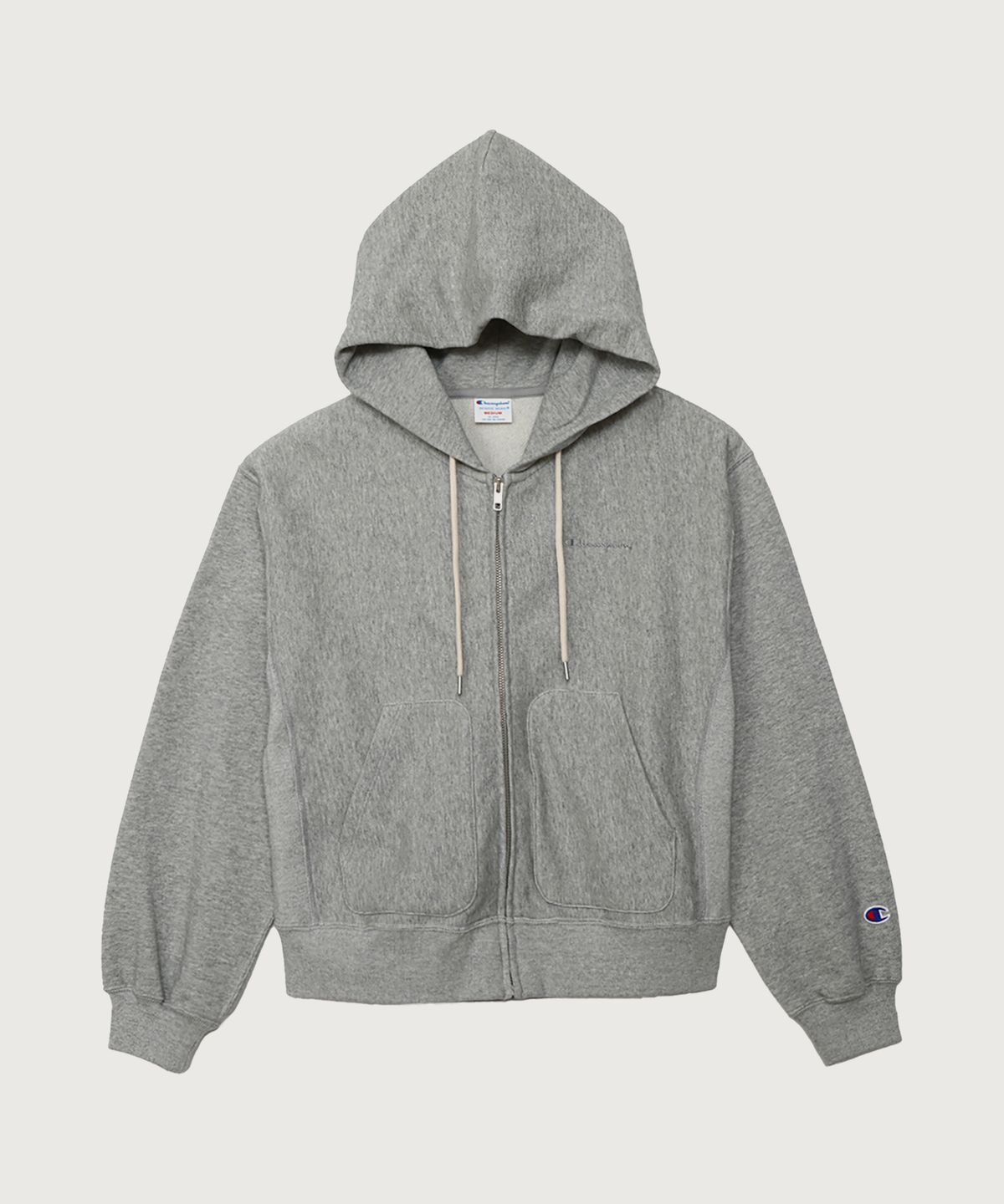 챔피온(CHAMPION) 여성 리버스위브 스몰 로고 루즈핏 후드 집업 Oxford Grey