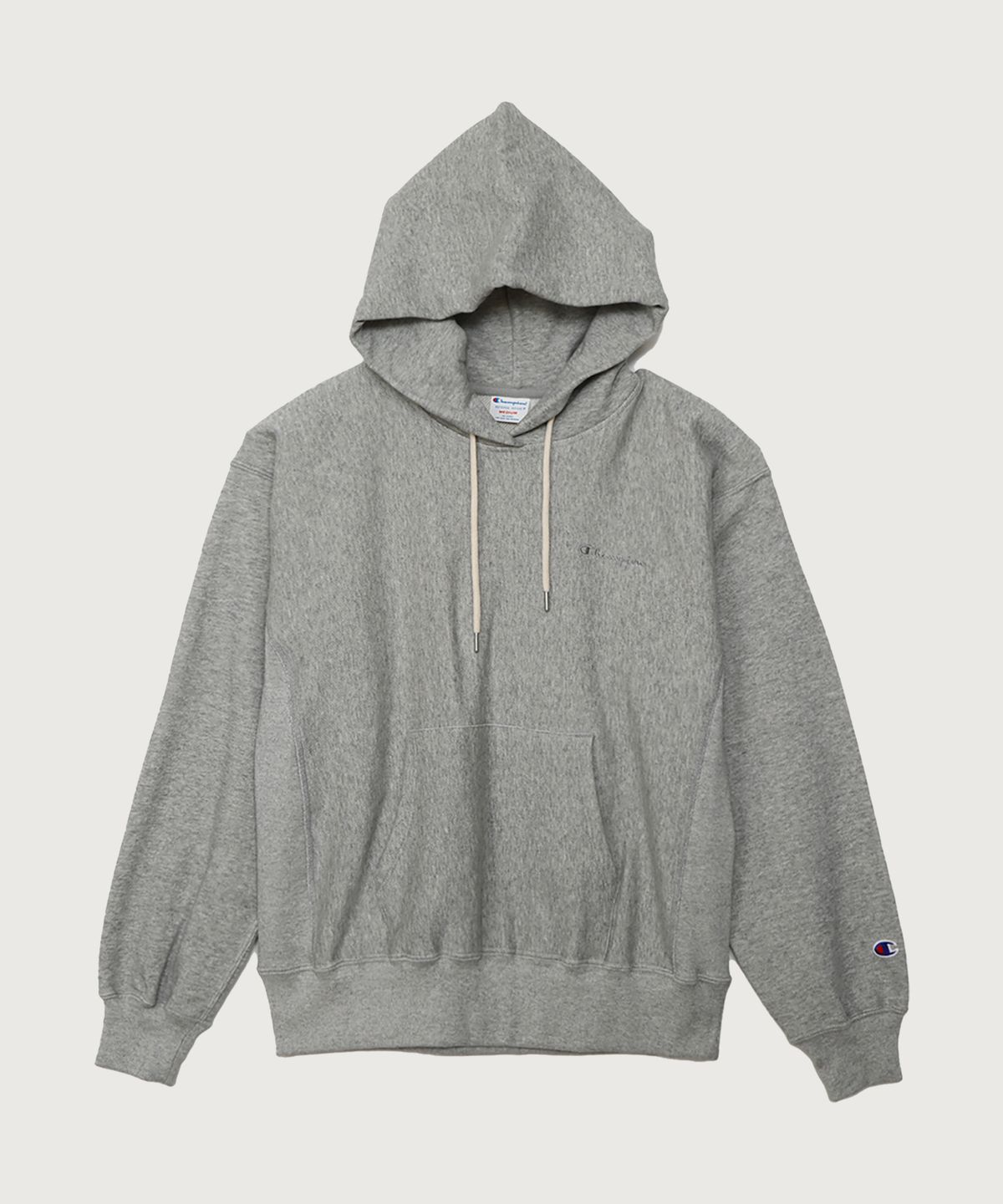 챔피온(CHAMPION) 여성 리버스위브 스몰 로고 루즈핏 후드 티셔츠 Oxford Grey