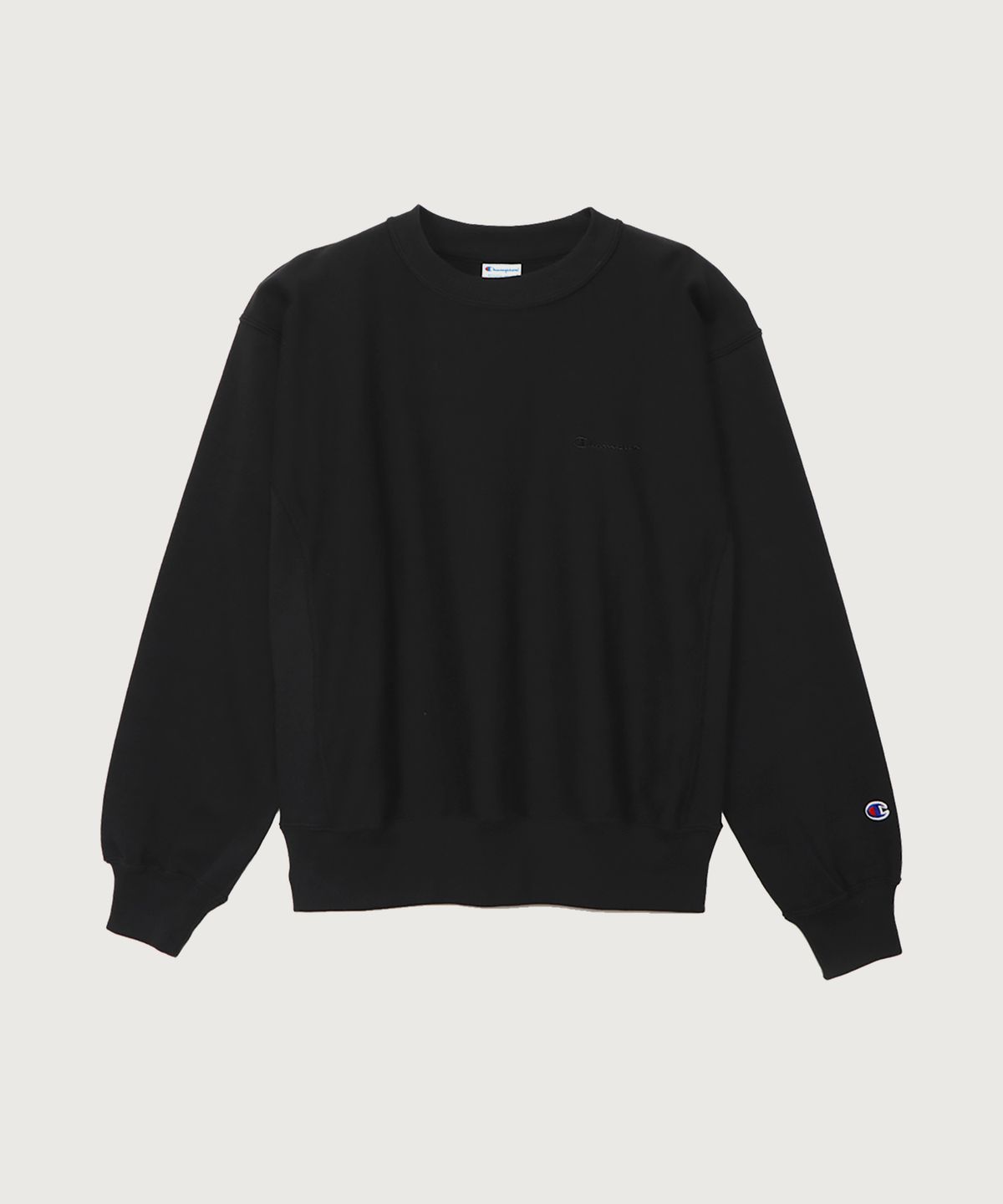 챔피온(CHAMPION) 여성 리버스위브 루즈핏 크루넥 스웨트셔츠 Off Black