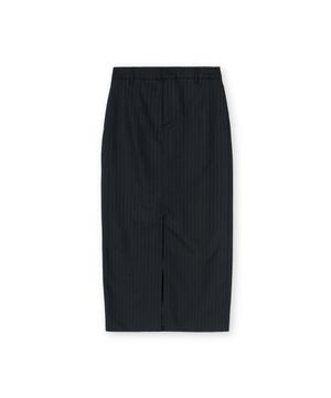 W H 라인 롱 스커트, 블랙 스트라이프