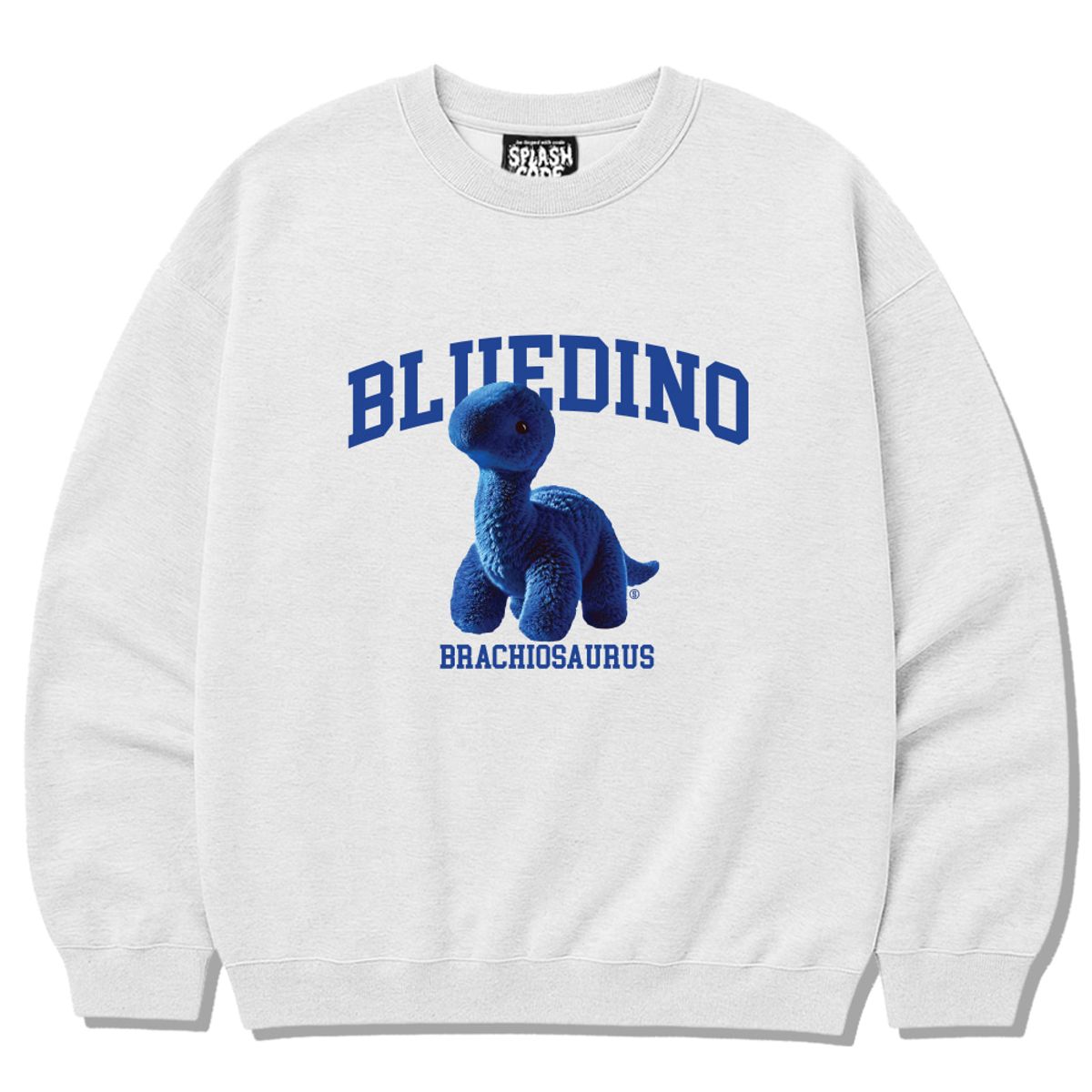 스플래시코드(SPLASHCODE) 헤비 크루넥 맨투맨 멜란지화이트 - 블루 디노(Blue Dino)