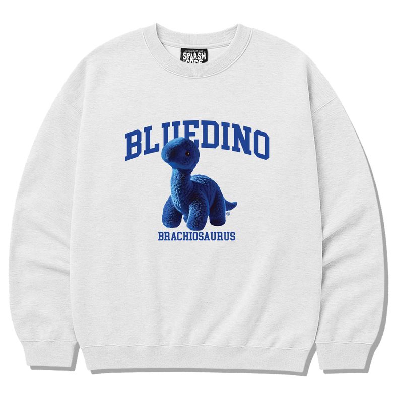 헤비 크루넥 맨투맨 멜란지화이트 - 블루 디노(Blue Dino)