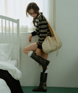 리본 숄더백 - 도트 크림