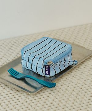 미니 큐브 파우치 - 스트라이프 블루