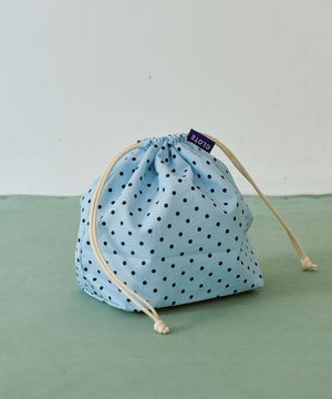 스트링 파우치 - 도트 블루