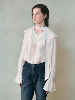 ELENA frill tie blouse_WHITE
