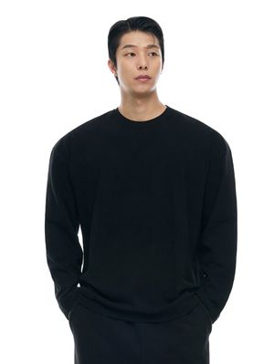 더블코튼 무지 오버핏 긴팔 티셔츠_4Color