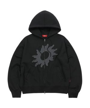 Solaris Applique Hoodie Zip Up Black
