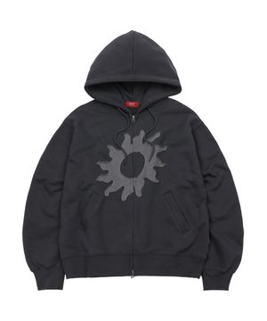 Solaris Applique Hoodie Zip Up Charcoal
