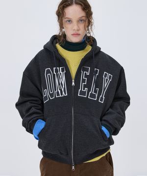 LONELY/LOVELY FLUFF HOODIE ZIP-UP CHARCOAL