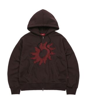 Solaris Applique Hoodie Zip Up Brown