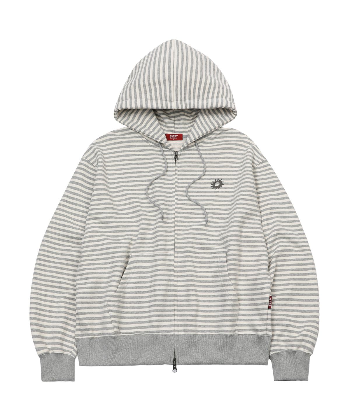 에스이에스티(S'EST) Stripe Logo Hoodie Zip Up Gray