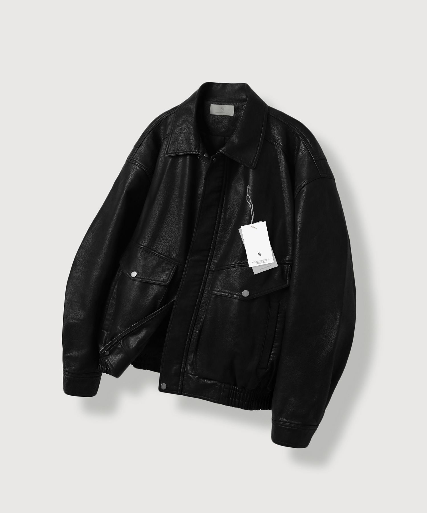 MUSINSA公式 | MOOD INSIDE リファインドポケットレザーブルゾン_ブラック