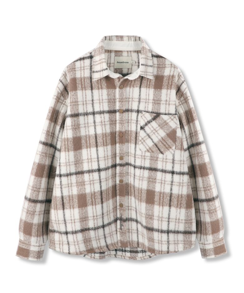 Albert Overfit Check Shirt Jacket BROWN