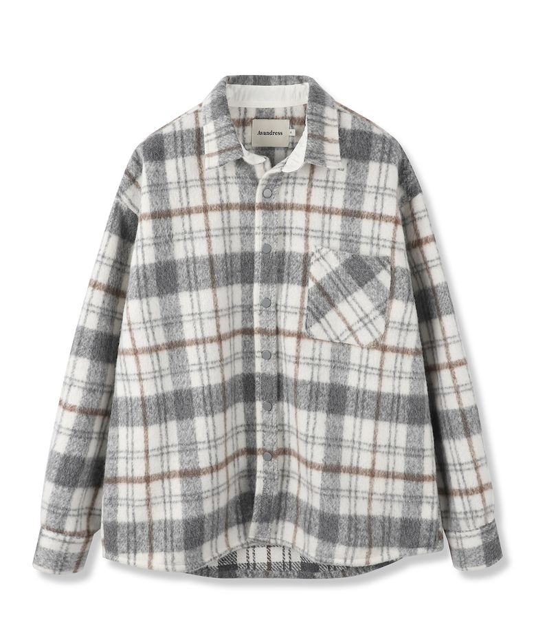 Albert Overfit Check Shirt Jacket GREY