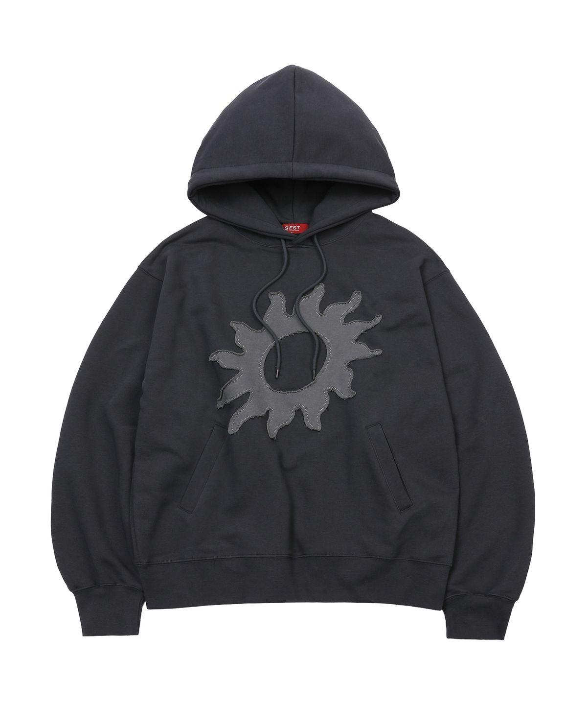 에스이에스티(S'EST) Solaris Applique Hoodie Charcoal