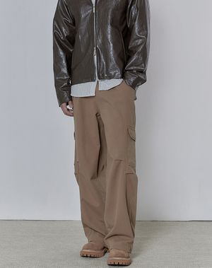 사이드 라인 반밴딩카고 팬츠_ 머드