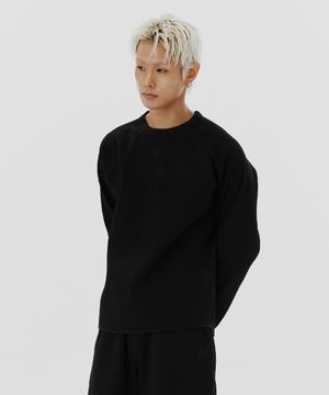 와플 유니 트레일 래글런 크루-블랙