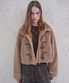 Fuzzy Cropped Duffle Jacket BROWN