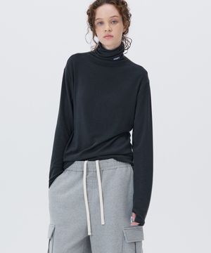 SOFT TURTLENECK T-SHIRT CHARCOAL