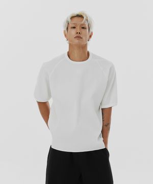 와플 유니 트레일 래글런 숏 슬리브 티-아이보리