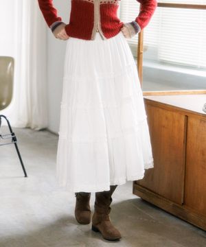 밍크 캉캉 밴딩 롱 스커트