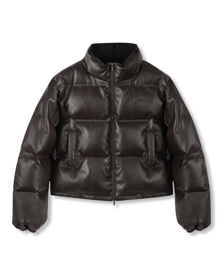Vintage Art Leather Puffer BROWN