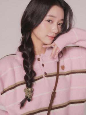 스트라이프 니트 카라 티셔츠 (2color)