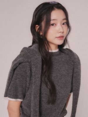 라인 부클 반팔 니트 탑 (2color)