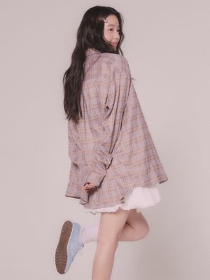 래빗 라벨 체크 셔츠 (2color)