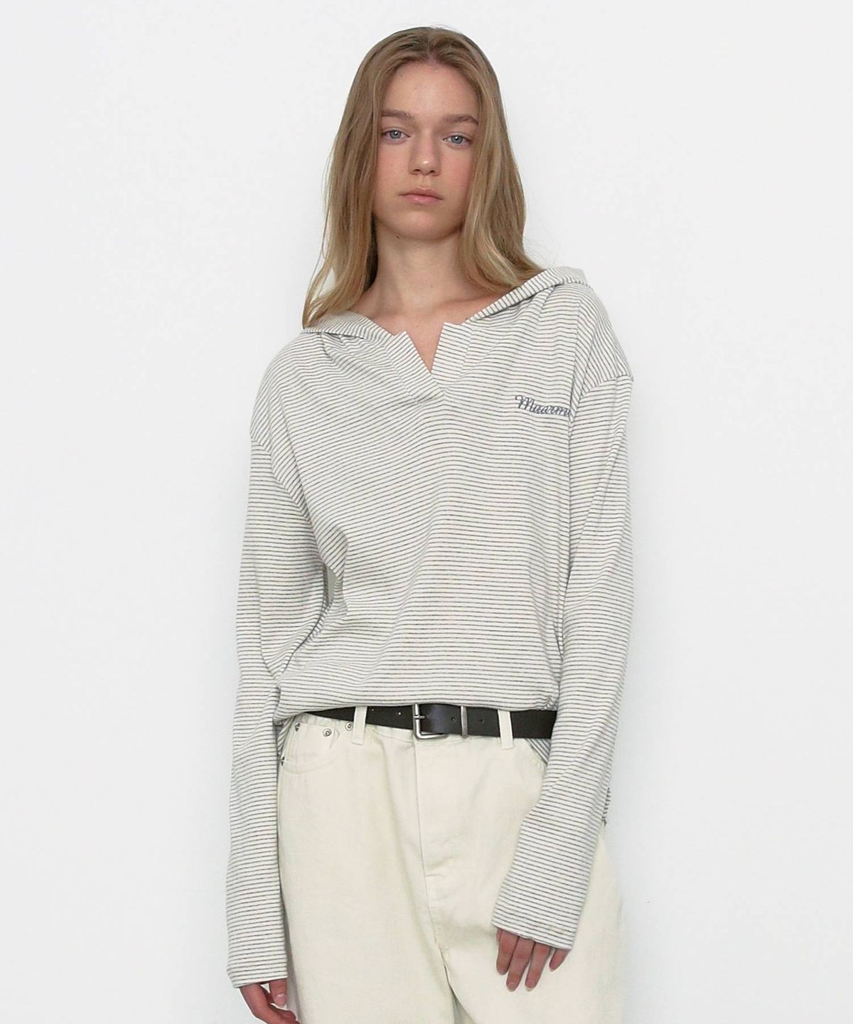 무아르무스(MUARMUS) Breeze Stripe Hoodie [Ivory]