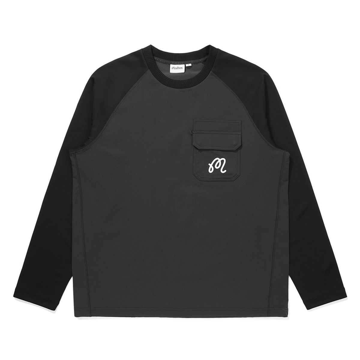 말본 골프(MALBON GOLF) 우븐 믹스 하이브리드 긴팔 티셔츠 CHARCOAL (MAN)