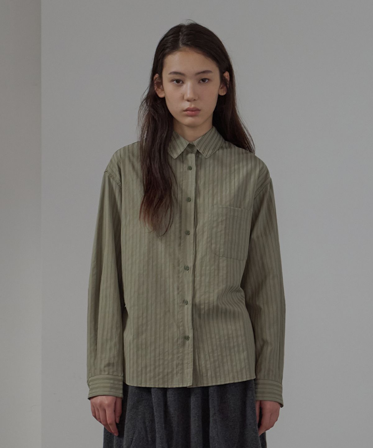 벗튼(BUT'TON) Stripe Loop Shirt (Khaki)