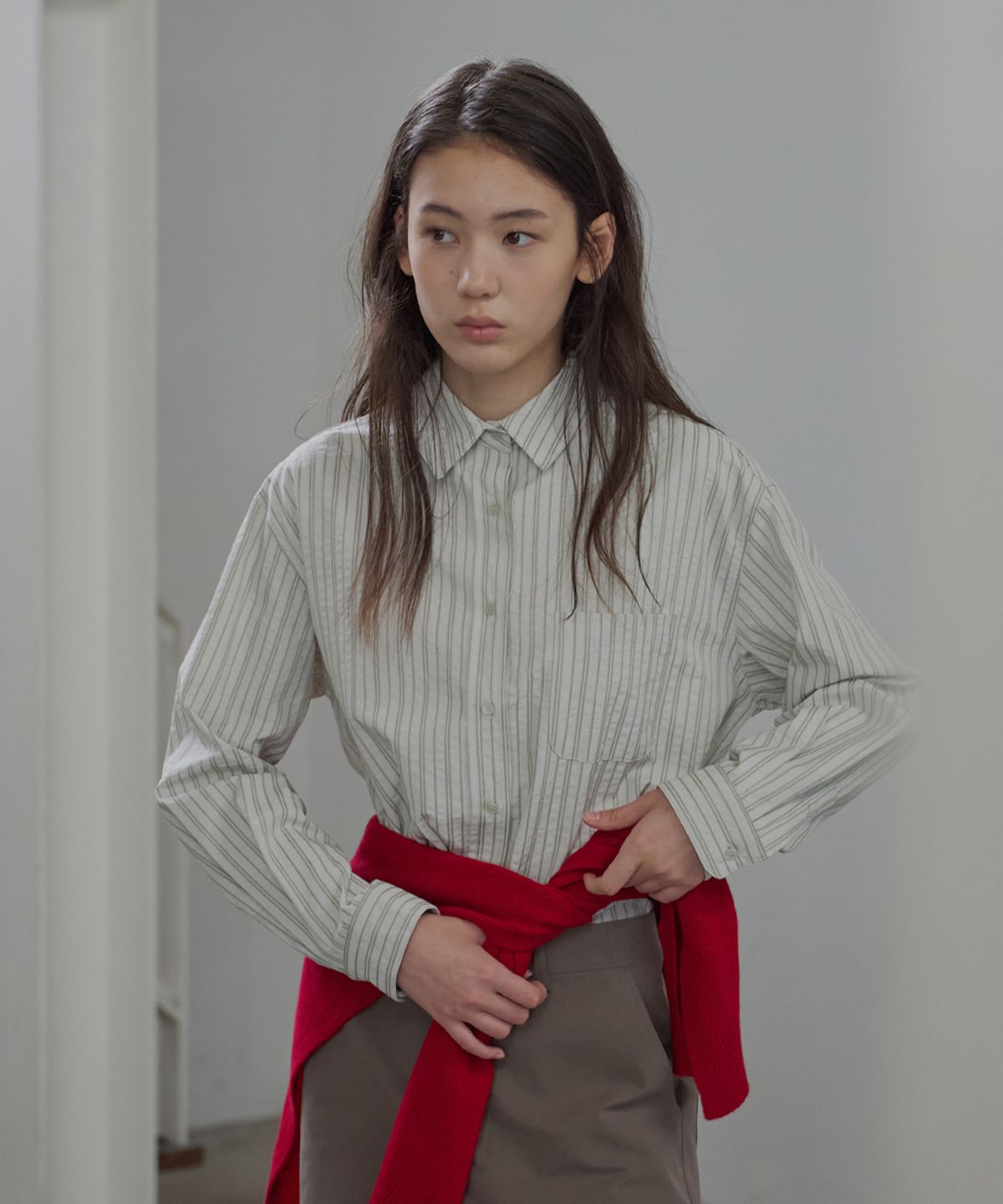 벗튼(BUT'TON) Stripe Loop Shirt (Ivory)