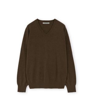 엑스트라 슈퍼 파인 브이넥 니트, 브라운