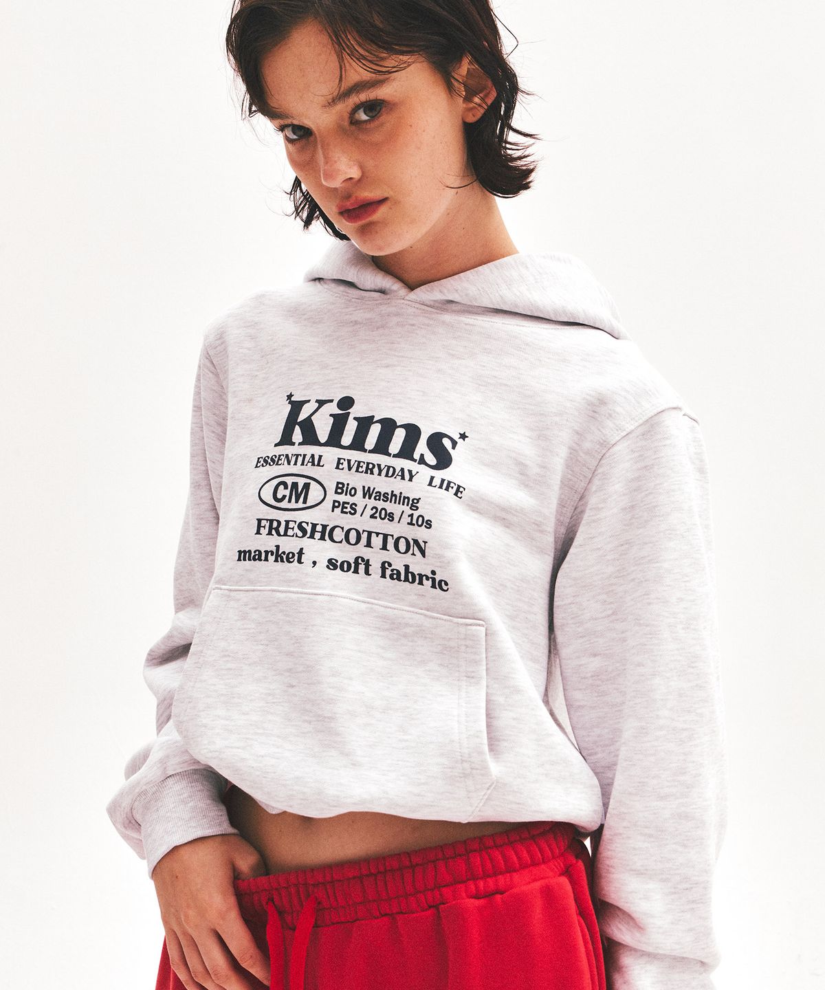 킴스 프레시 코튼 마켓(KIMS FRESH COTTON MARKET) (Unisex) Everyday Bam Logo Hoodie Grey