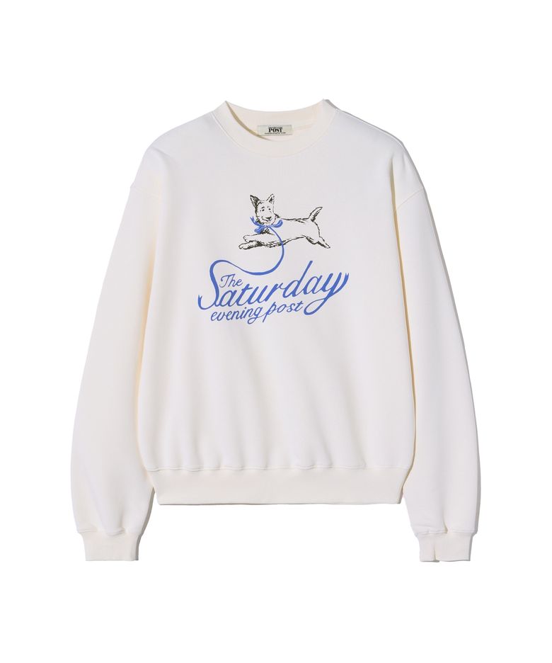 Ribbon Puppy Graphic Sweat Shirt_Cream