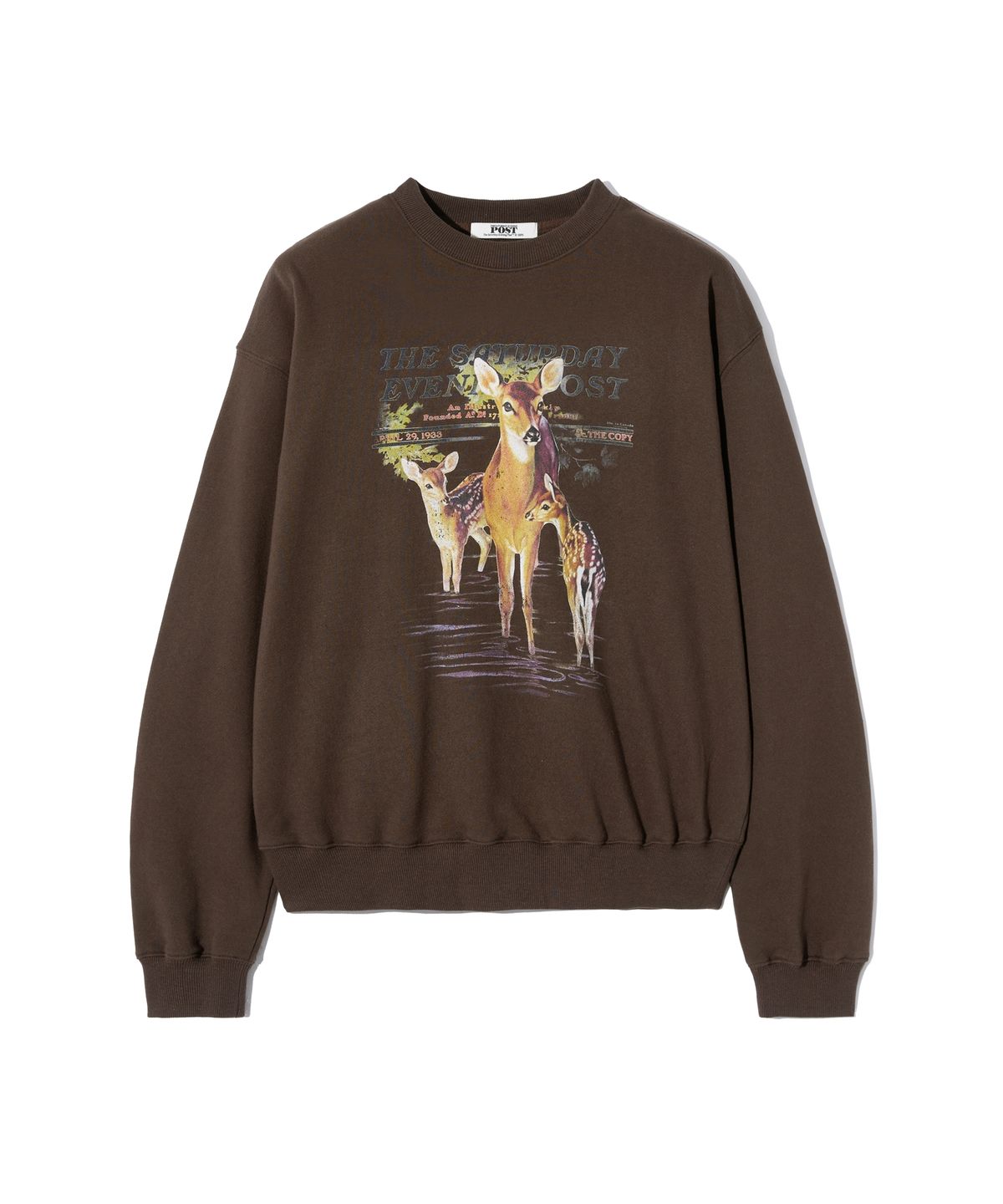 더 새터데이 이브닝 포스트(THE SATURDAY EVENING POST) Deer Graphic Sweat Shirt_Brown