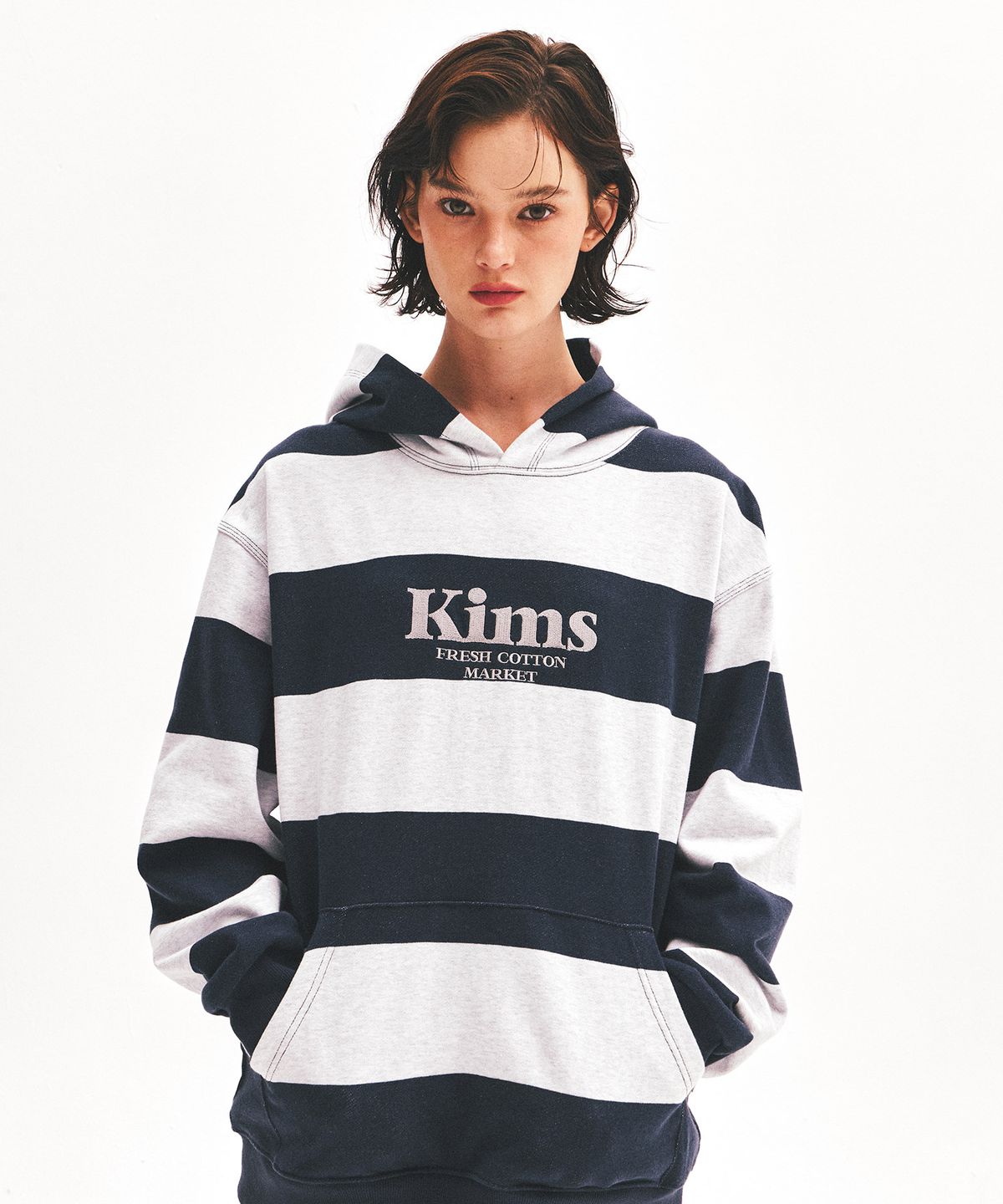 킴스 프레시 코튼 마켓(KIMS FRESH COTTON MARKET) Kims Stripe Hoodie Navy